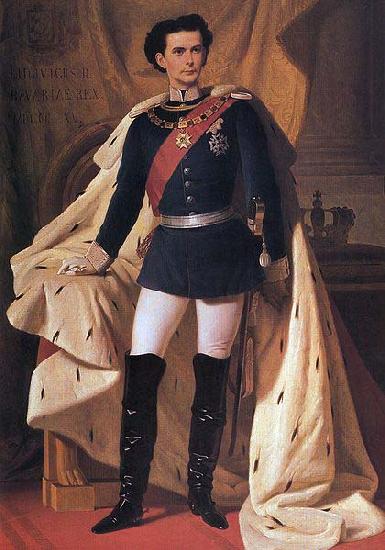 Ferdinand von Piloty King Ludwig II of Bavaria in generals' uniform and coronation robe oil painting picture